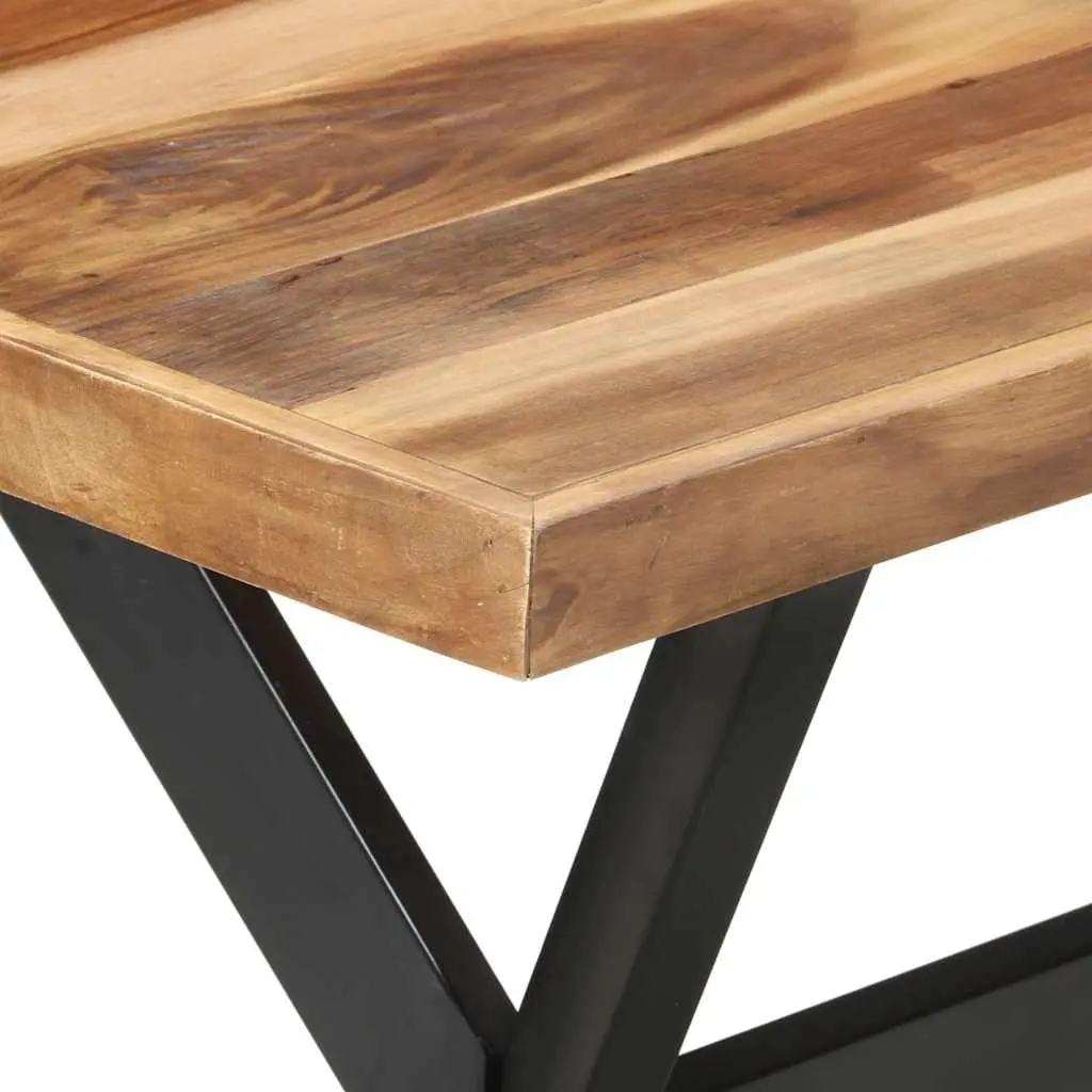 Solid Wood Dining Table Brown 140x70x75 cm Industrial Style Kitchen Furniture