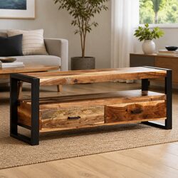 Concise Solid Wood TV Cabinet with Storage Options