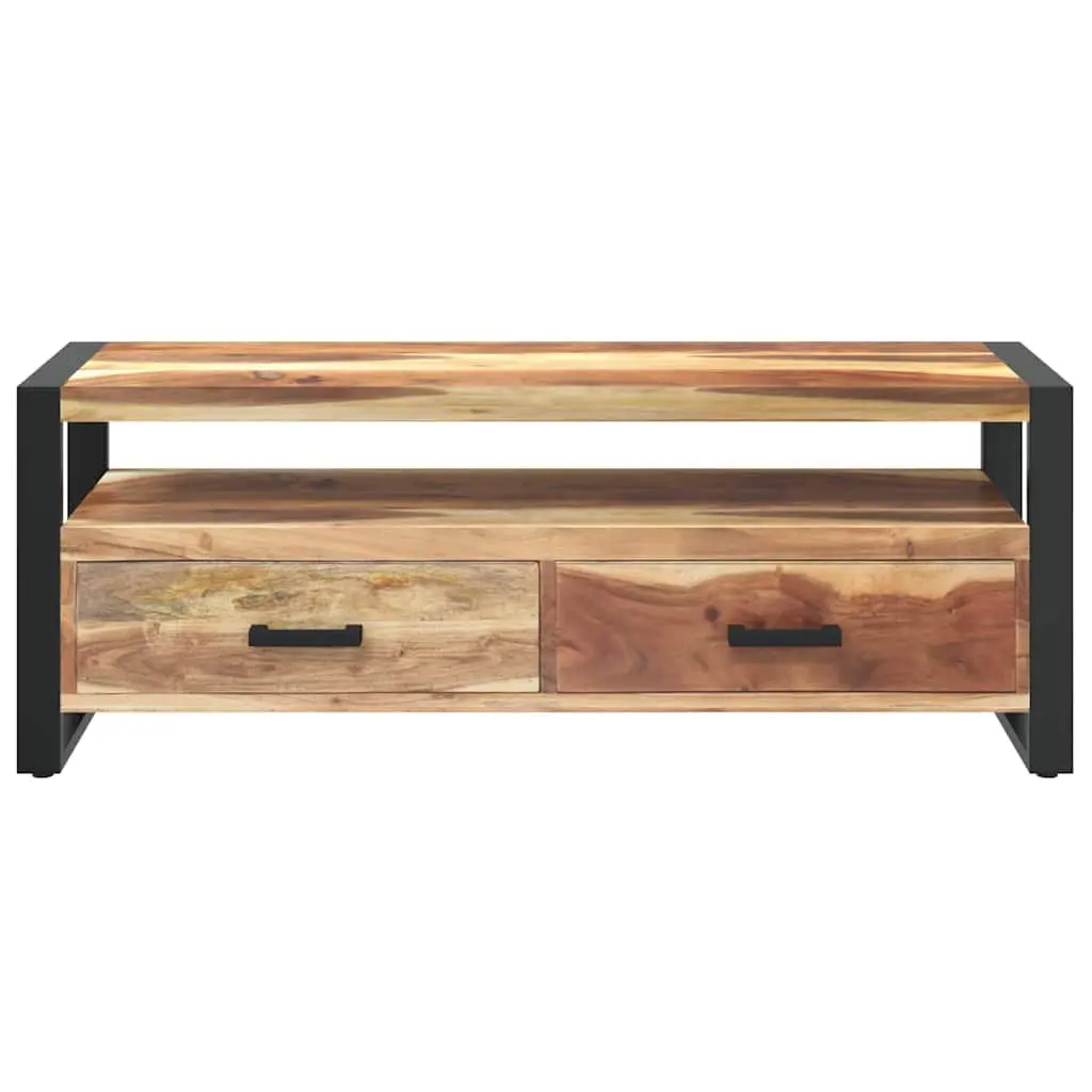 TV Cabinet Brown 120x35x45cm Solid Wood 2 Drawers Shelf Storage