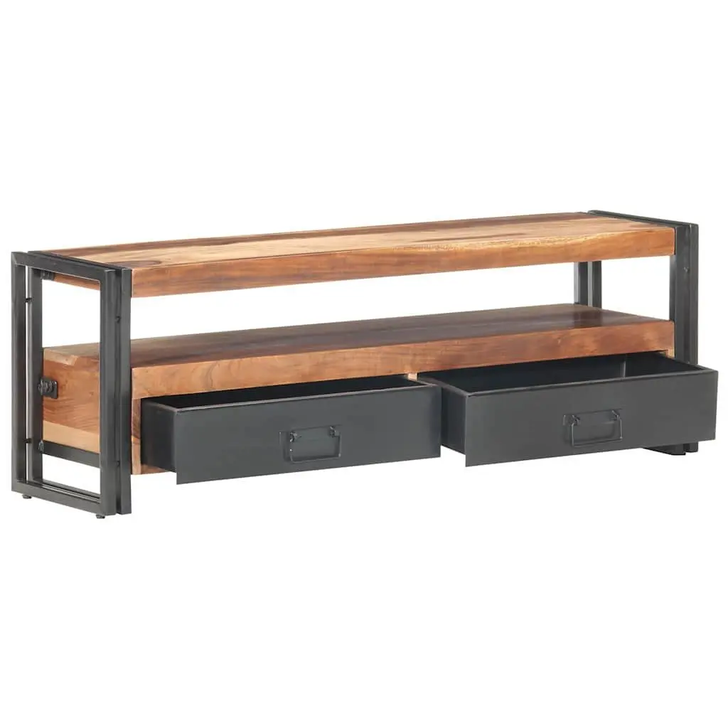 TV Cabinet Brown 120x30x40 cm Wooden Storage Unit with Drawers Open Compartment