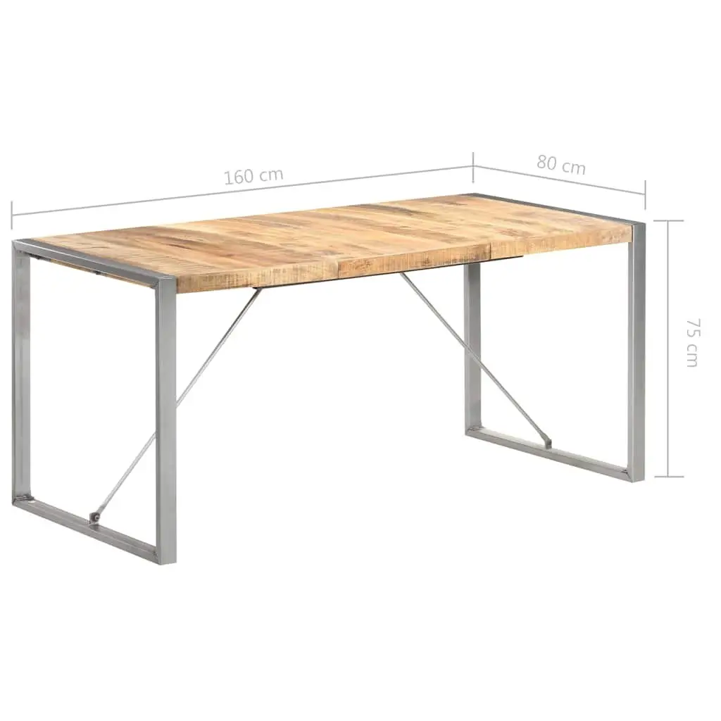 Dining Table 160x80x75 cm Solid Wood Kitchen Furniture Industrial Design