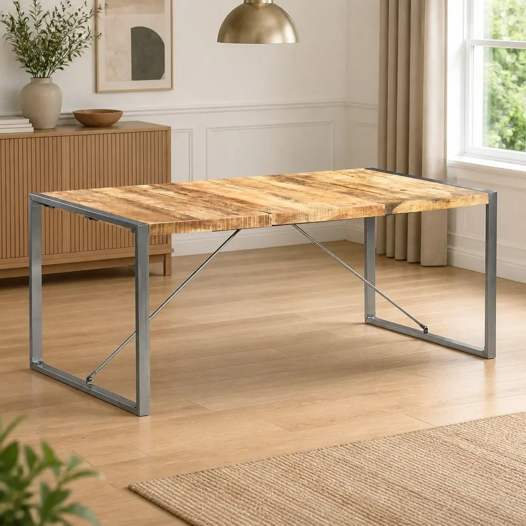 Dining Table Brown 180x90x75 cm Solid Mango Wood Industrial Style