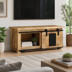 Modern Rustic TV Cabinet: Solid Wood & Steel Structure