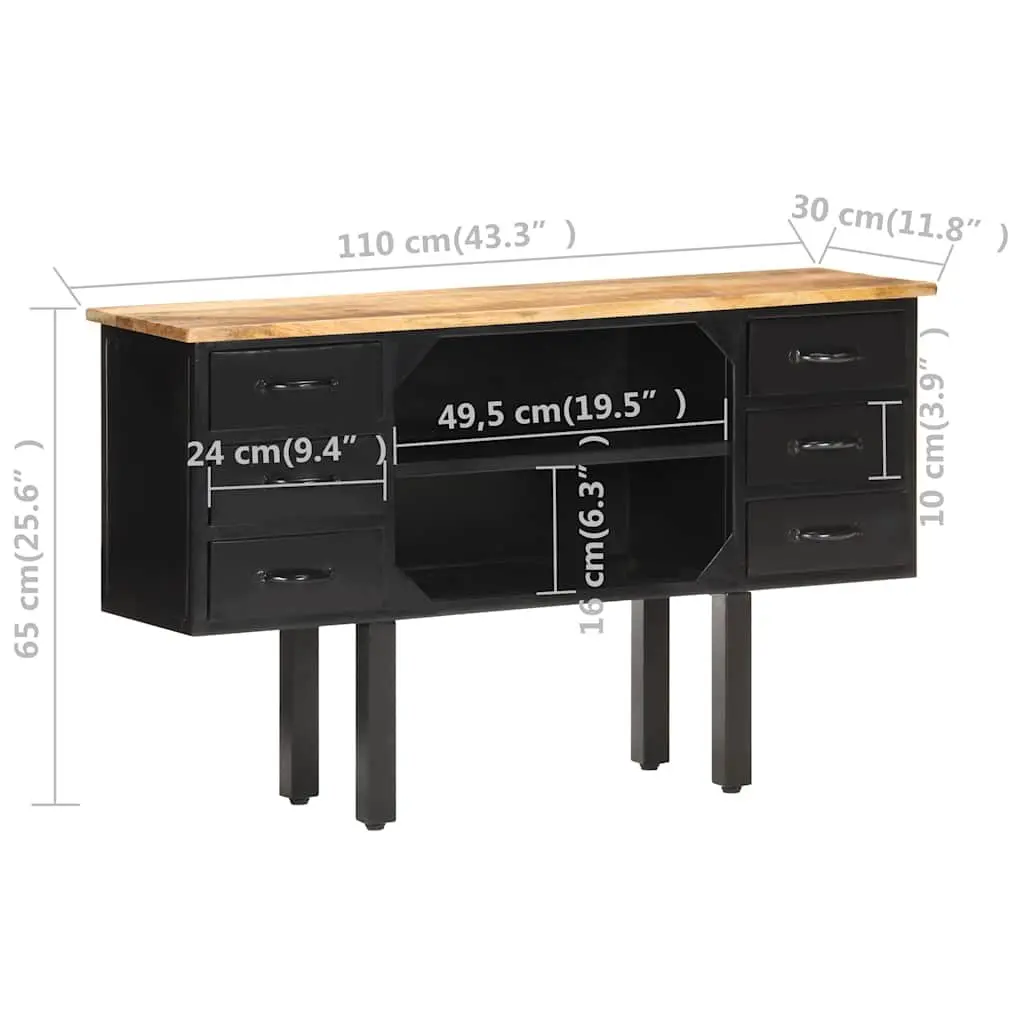 Sideboard Brown 110x30x65 cm Industrial Wooden Storage Cabinet with 6 Drawers and 2 Compartments