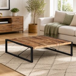 Coffee Table 140x140x40cm Industrial Style Solid Wood Mango Living Room
