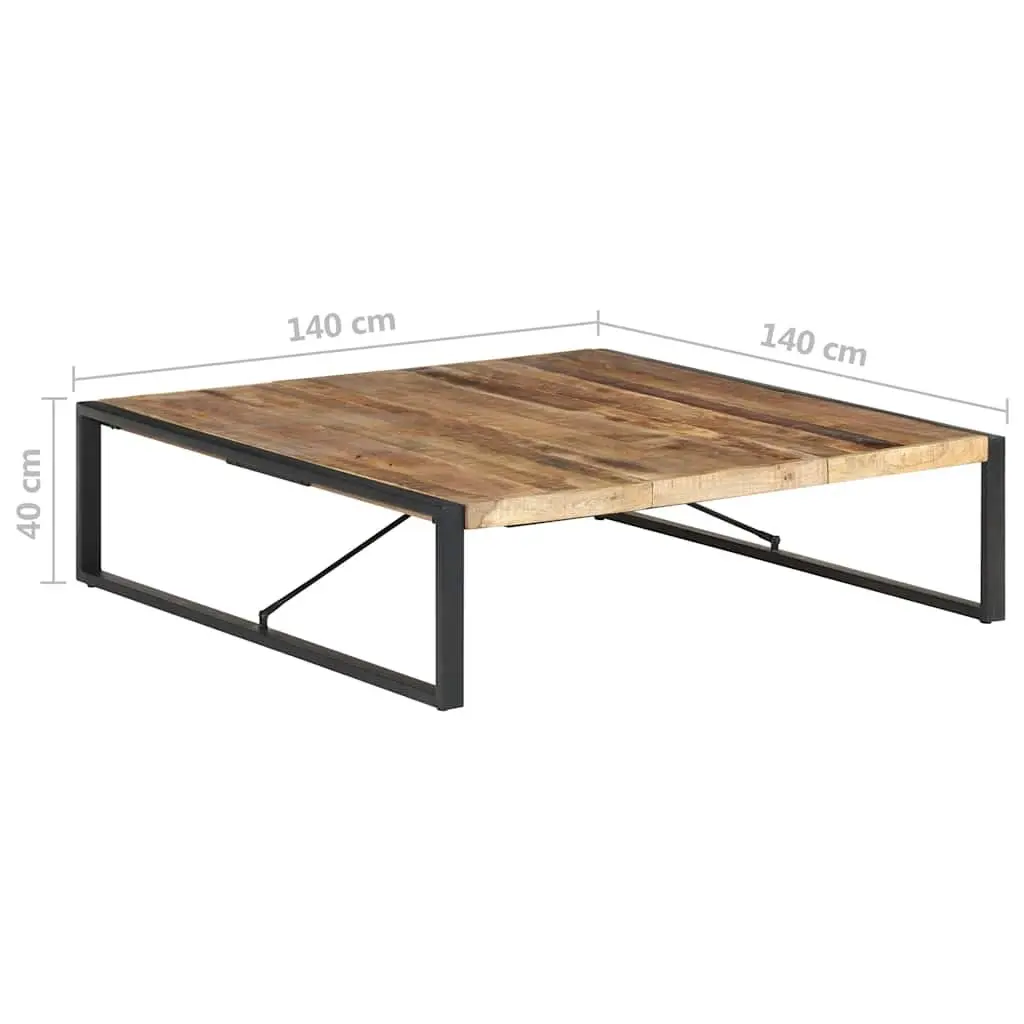 Coffee Table Brown 140x140x40cm Solid Wood Mango Industrial Style