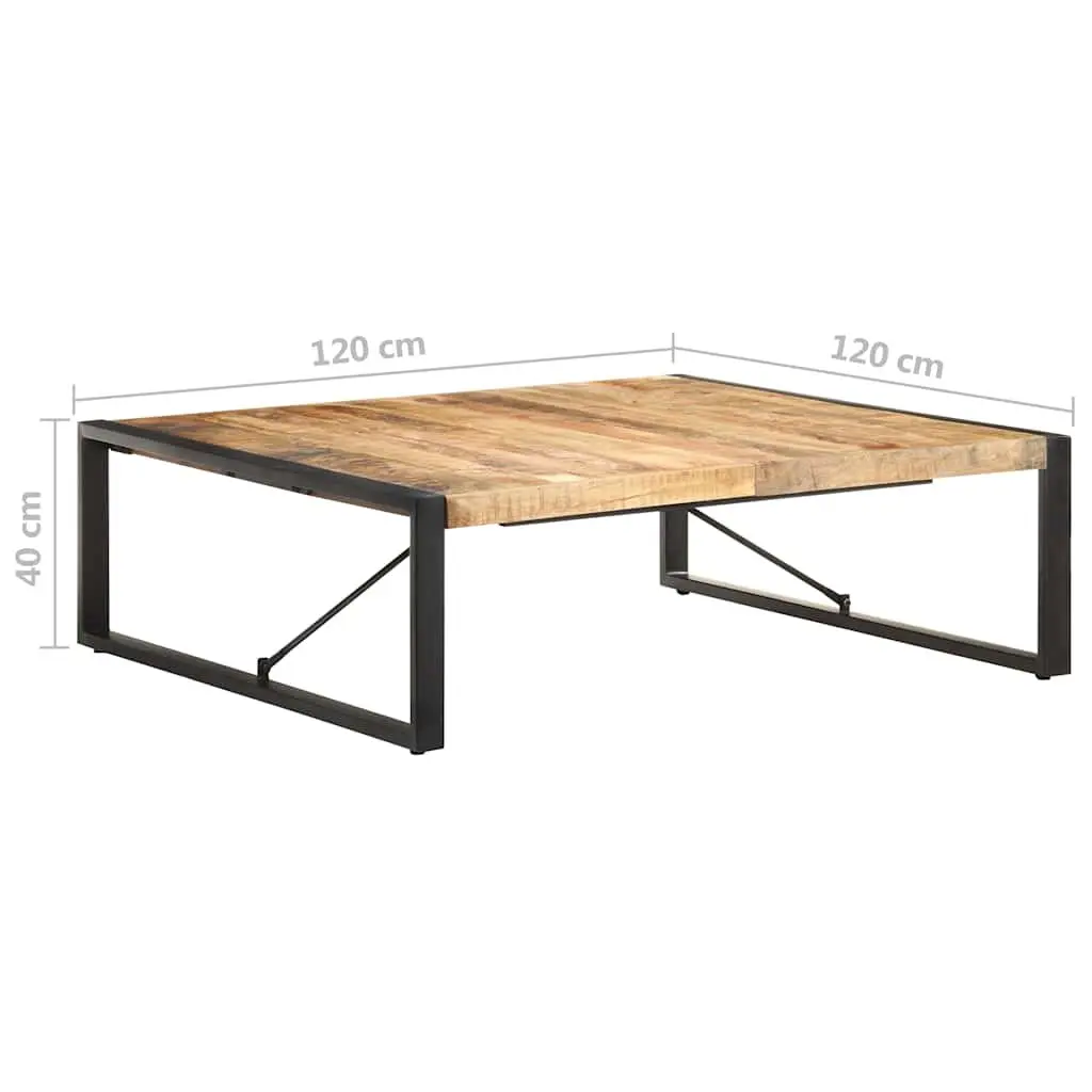Coffee Table 120x120x40cm Black Solid Mango Wood Industrial Living Room