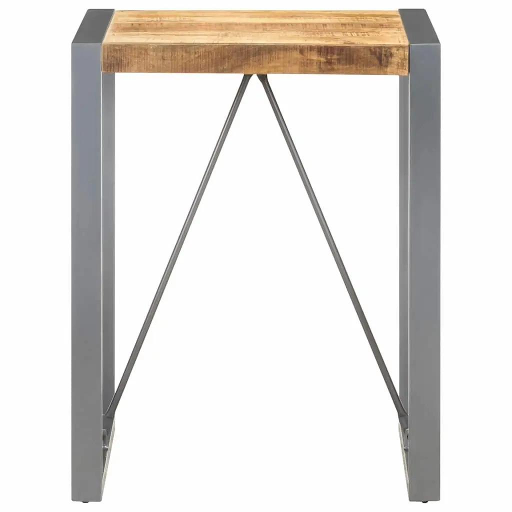 Dining Table Grey 60x60x75cm Solid Rough Mango Wood Steel Legs Industrial Style