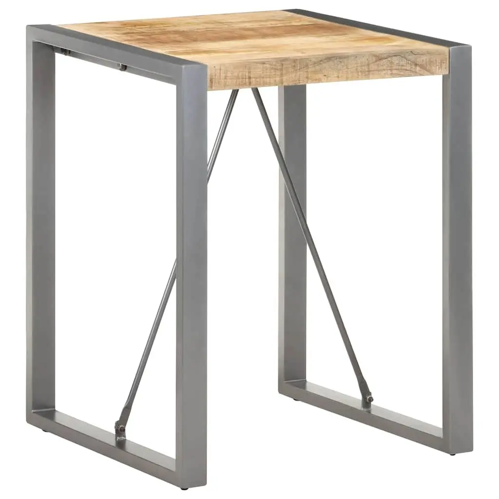 Dining Table Grey 60x60x75cm Solid Rough Mango Wood Steel Legs Industrial Style