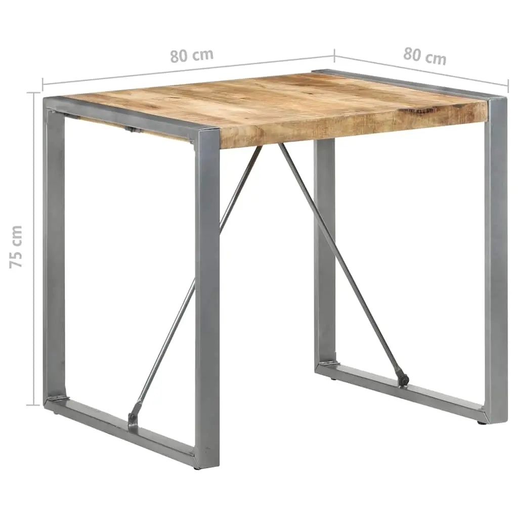 Dining Table Brown 80x80x75 cm Rough Mango Wood Industrial Style