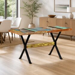 Solid Reclaimed Wood Dining Table with Steel Legs