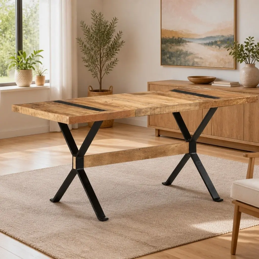 Dining Table Brown 160x80x76 cm Industrial Style Wooden
