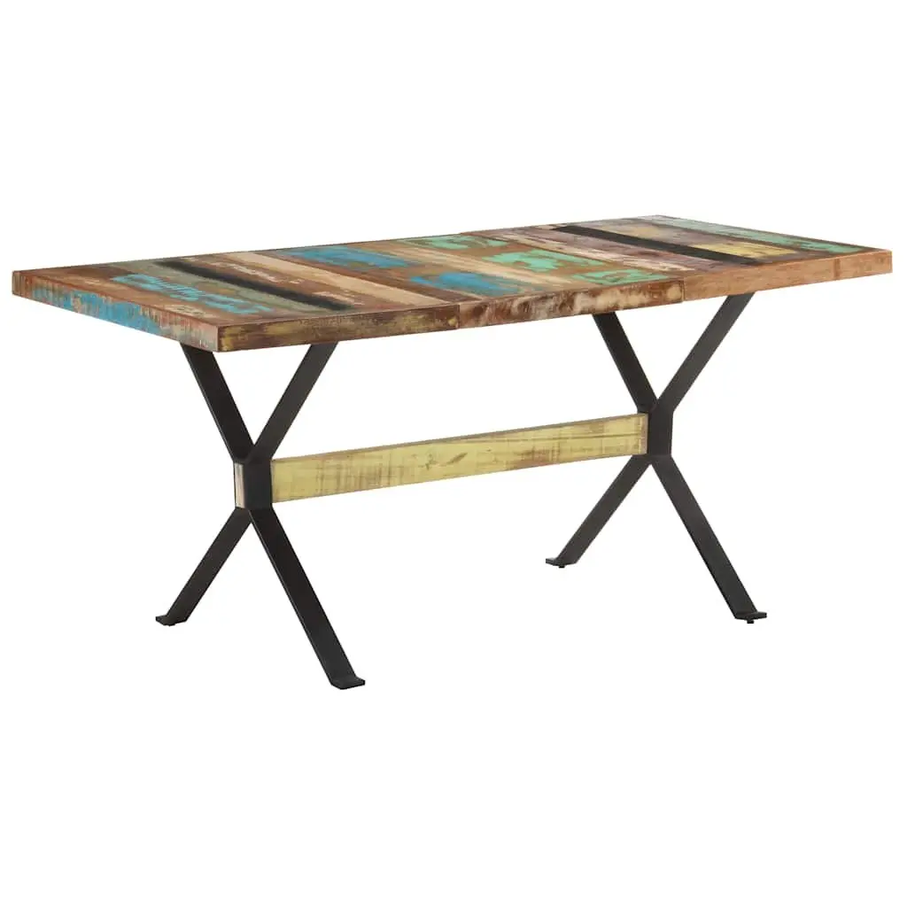 Dining Table Multicolour 160x80x76 cm Solid Reclaimed Wood Industrial Style