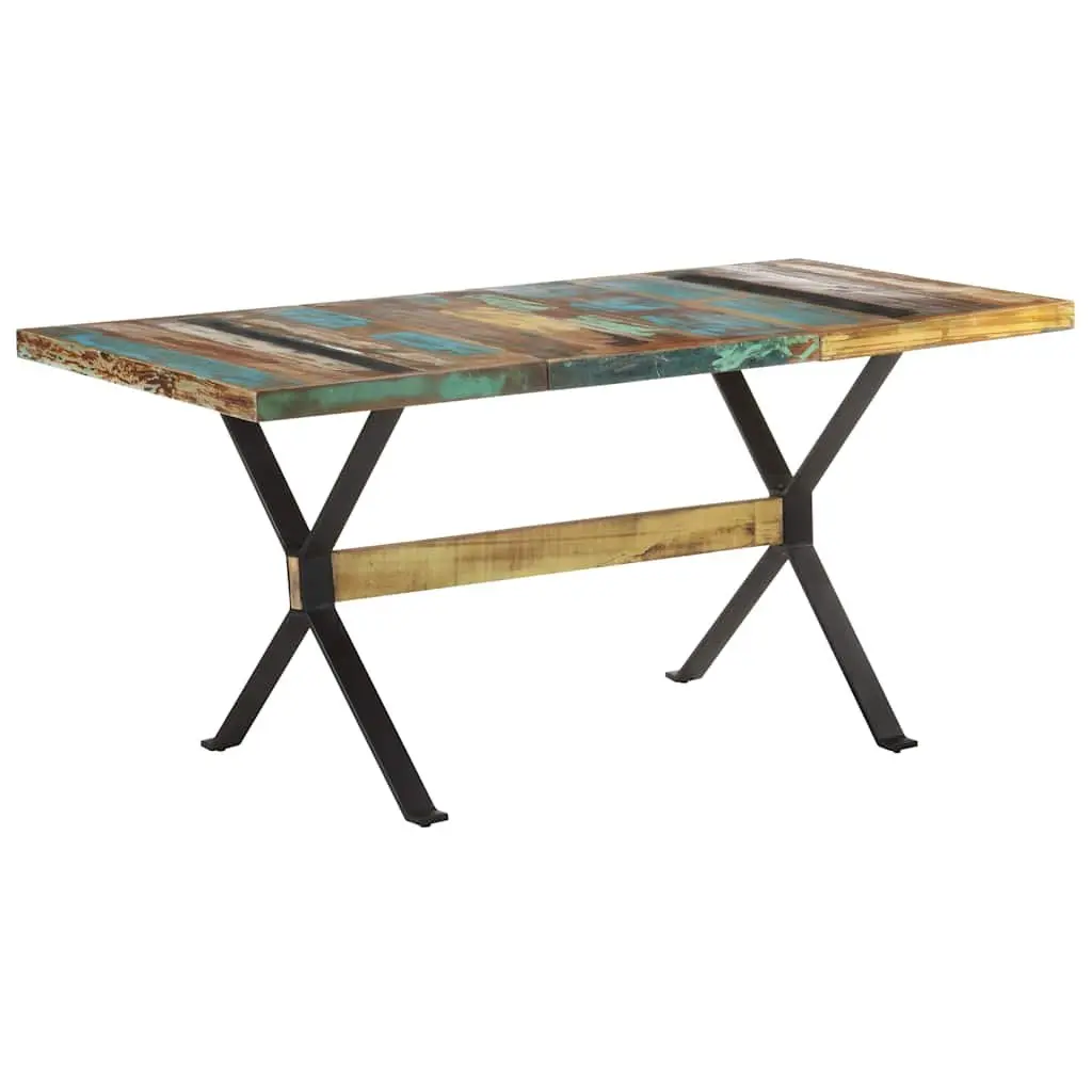 Dining Table Multicolour 160x80x76 cm Solid Reclaimed Wood Industrial Style