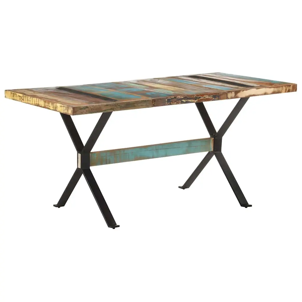 Dining Table Multicolour 160x80x76 cm Solid Reclaimed Wood Industrial Style