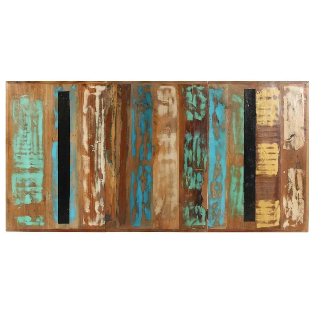 Dining Table Multicolour 160x80x76 cm Solid Reclaimed Wood Industrial Style