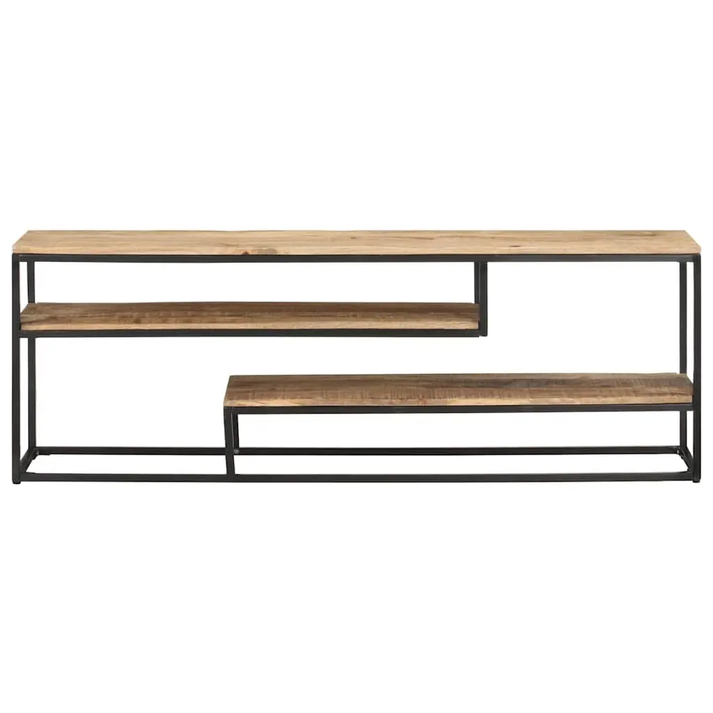 TV Cabinet 130x30x45cm Rough Mango Wood Industrial Style Media Storage Unit