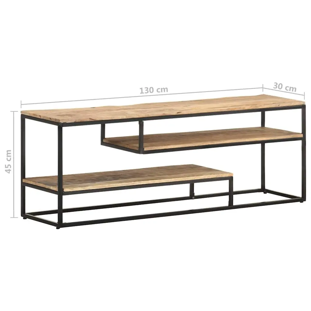 TV Cabinet 130x30x45cm Rough Mango Wood Industrial Style Media Storage Unit