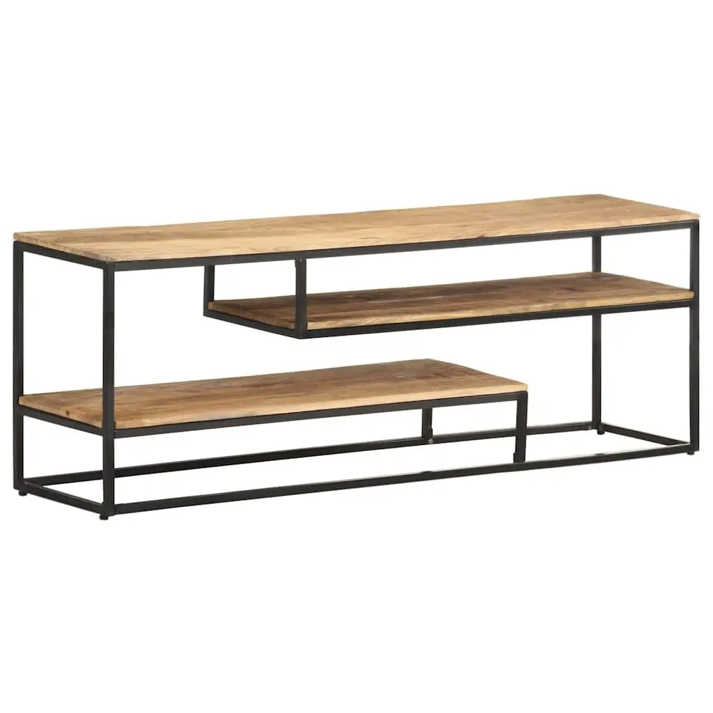 TV Cabinet 130x30x45cm Rough Mango Wood Industrial Style Media Storage Unit