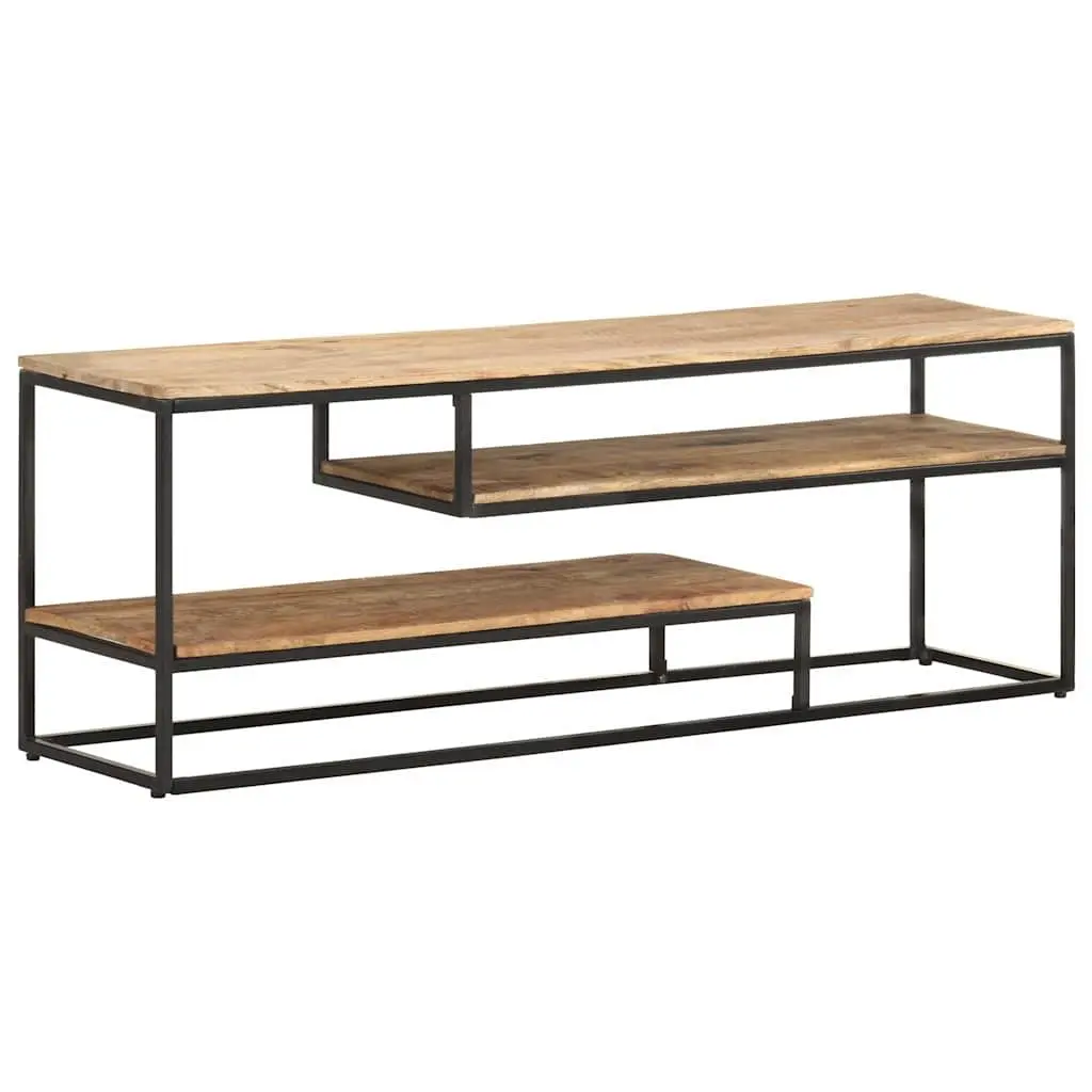 TV Cabinet 130x30x45cm Rough Mango Wood Industrial Style Media Storage Unit