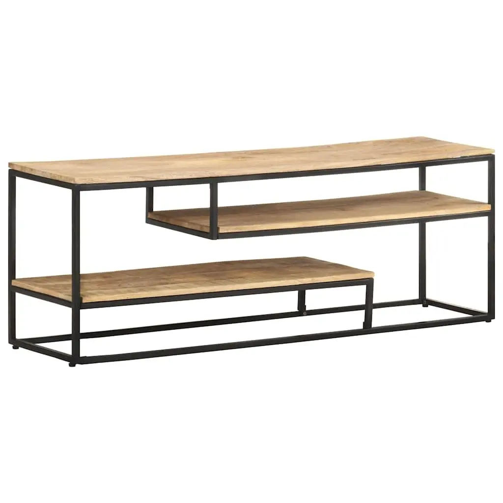 TV Cabinet 130x30x45cm Rough Mango Wood Industrial Style Media Storage Unit