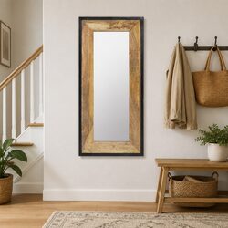 Solid Mango Wood Wall Mirror 110x50cm