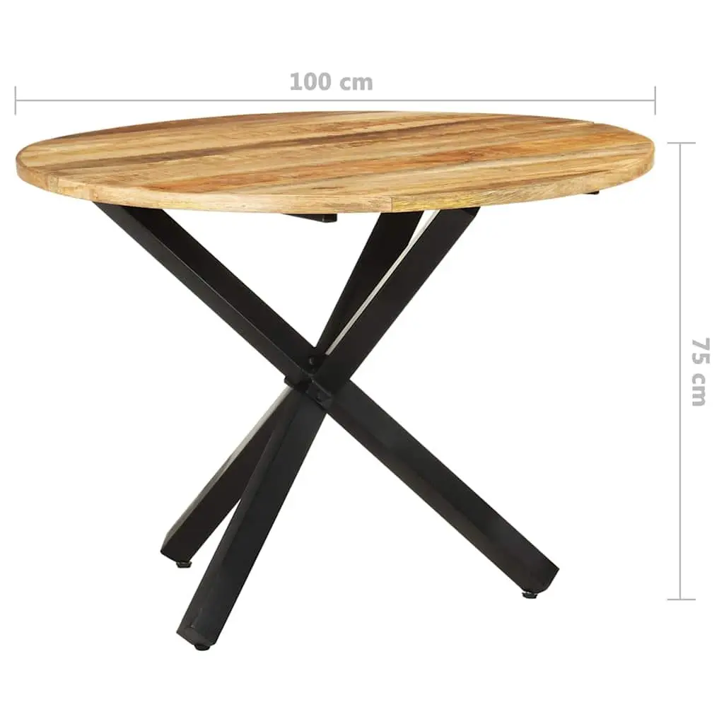 Round Dining Table Brown 100x100x75cm Mango Wood Unique Wood Grains
