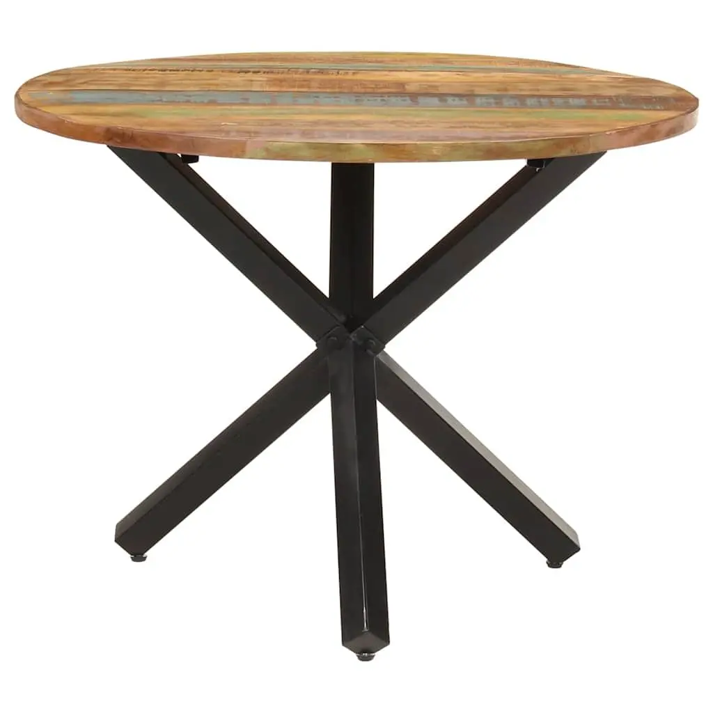 Round Dining Table Brown 100x100x75cm Reclaimed Wood Handmade Furniture