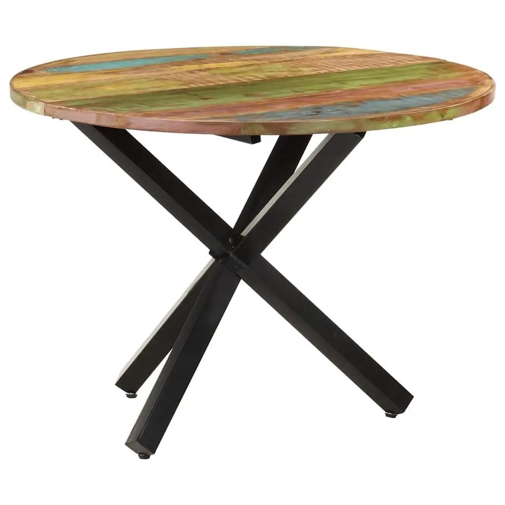 Round Dining Table Brown 100x100x75cm Reclaimed Wood Handmade Furniture