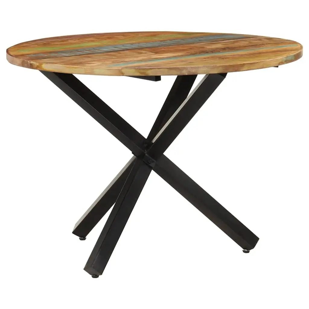 Round Dining Table Brown 100x100x75cm Reclaimed Wood Handmade Furniture