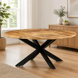 175cm Round Table in Brown: Compact Yet Spacious