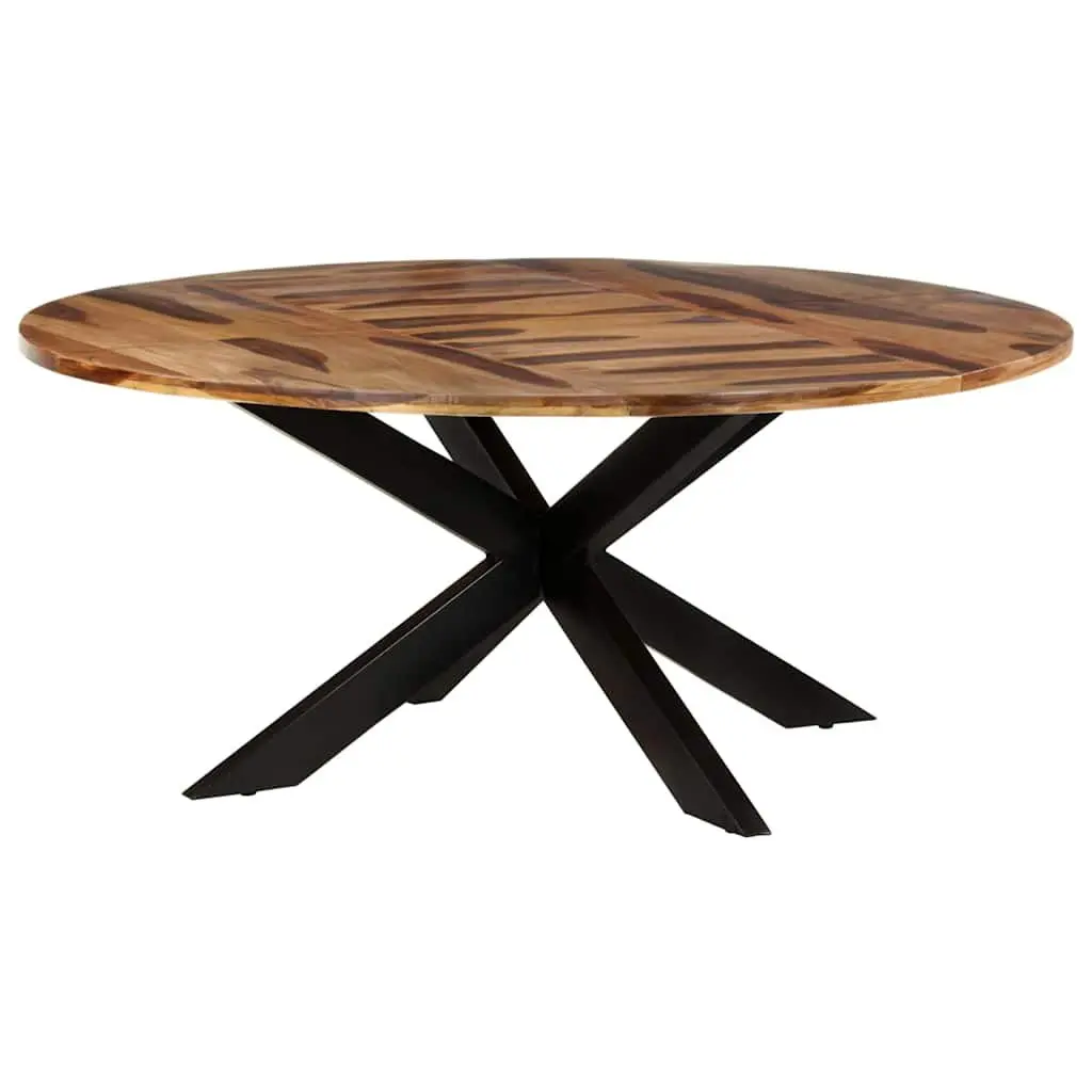 Round Dining Table 175cm Acacia Wood Kitchen Dinner Furniture Brown Honey