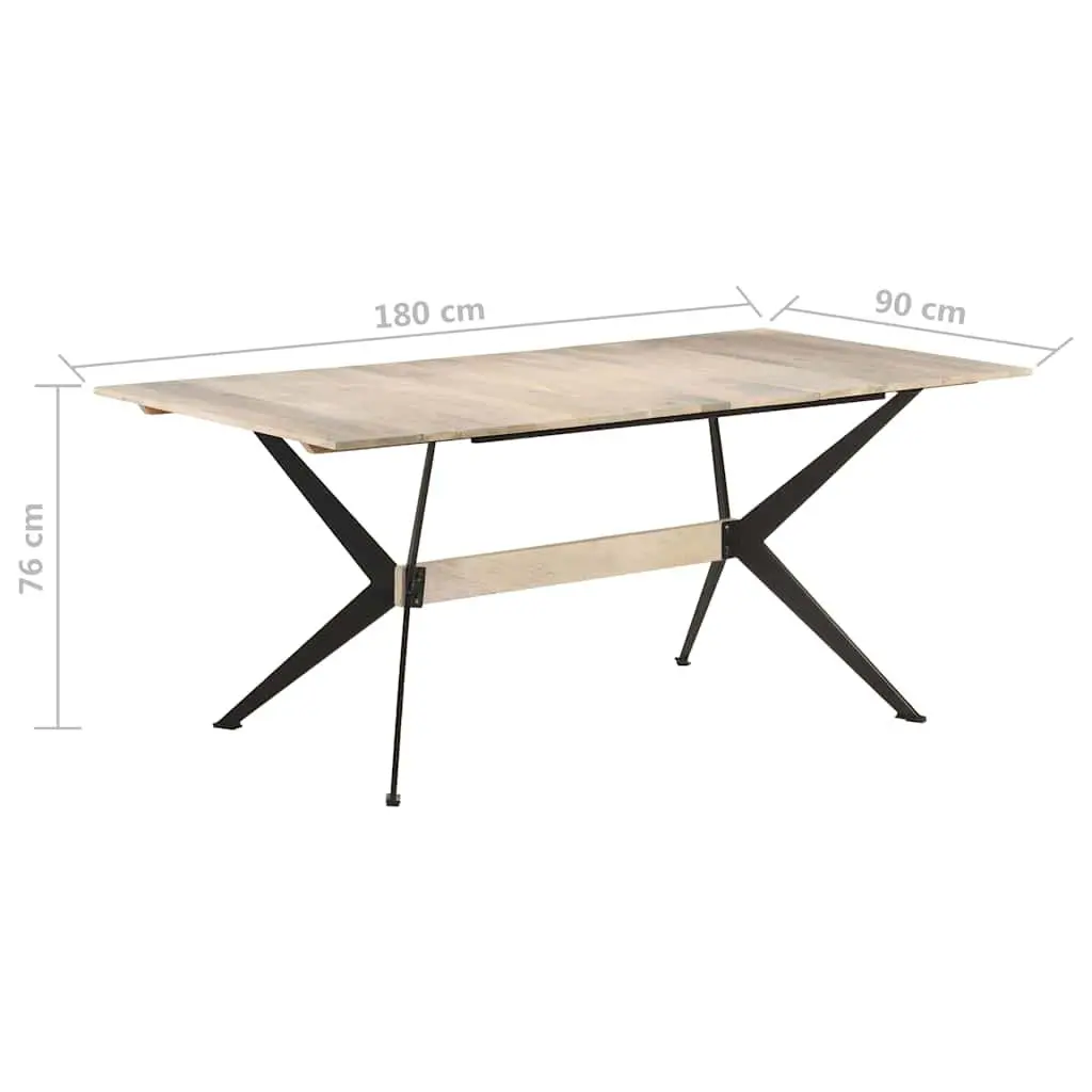 Dining Table Brown 180x90x76 cm Solid Mango Wood Industrial Style
