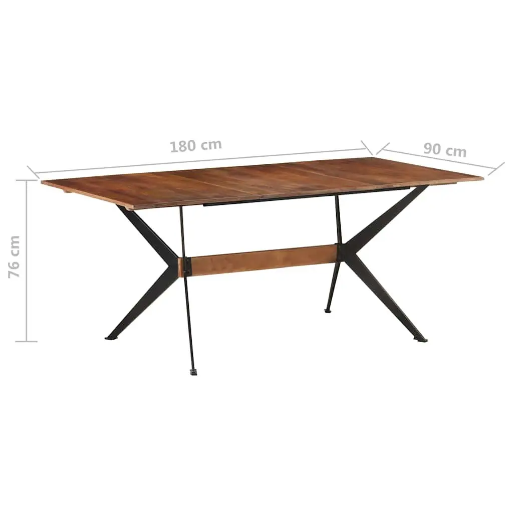 Solid Mango Wood Dining Table Brown 180x90x76 cm Industrial Style