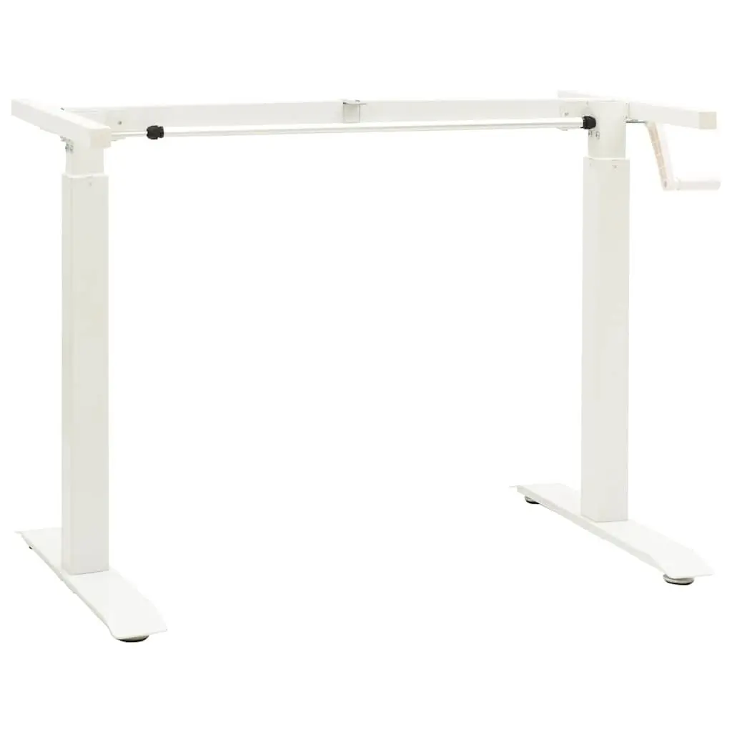 Manual Height Adjustable Standing Desk Frame White Hand Crank Ergonomic Workstation
