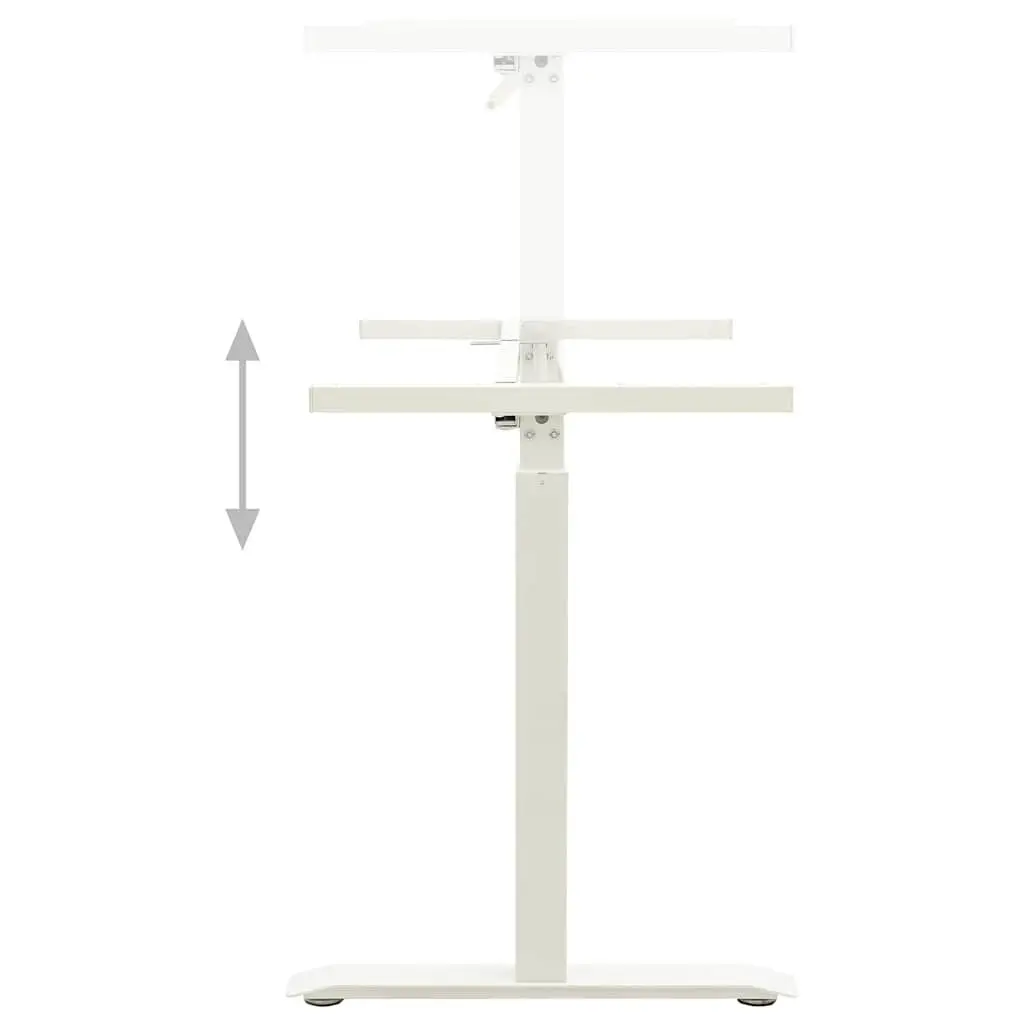 Manual Height Adjustable Standing Desk Frame White Hand Crank Ergonomic Workstation