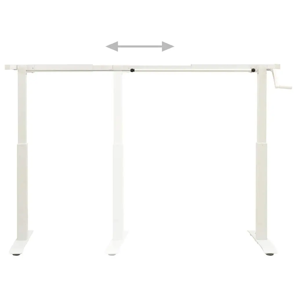 Manual Height Adjustable Standing Desk Frame White Hand Crank Ergonomic Workstation
