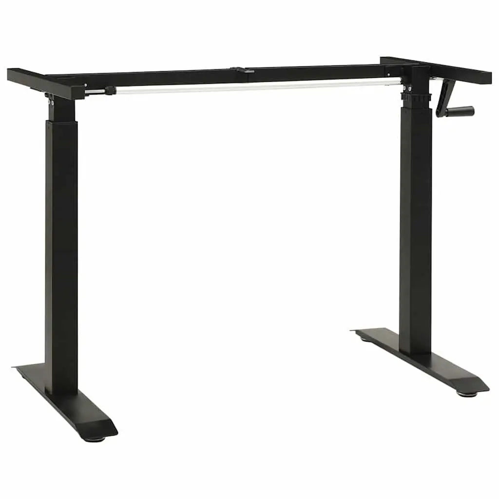 Manual Adjustable Desk Frame Black Hand Crank Carbon Steel Sit Stand 71 to 113 cm Height 102 to 160 cm Width