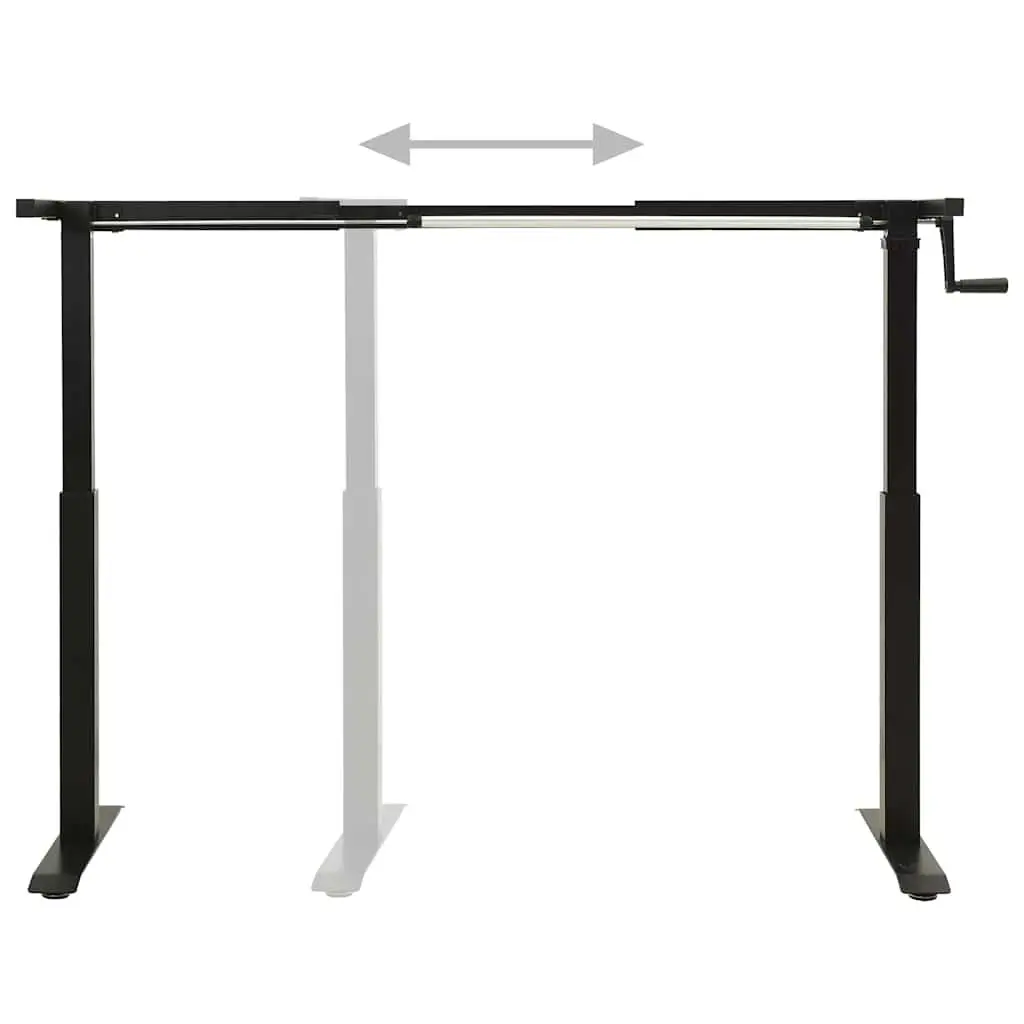 Manual Adjustable Desk Frame Black Hand Crank Carbon Steel Sit Stand 71 to 113 cm Height 102 to 160 cm Width