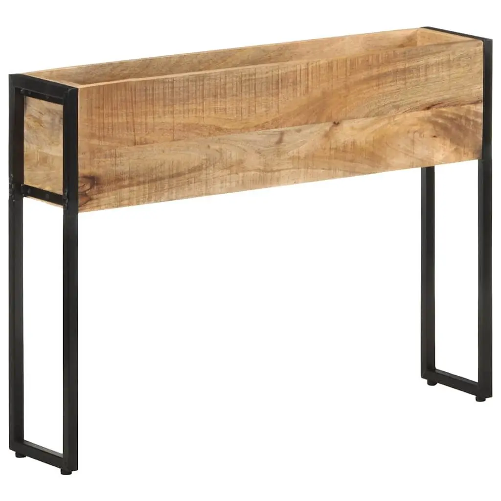 Wooden Planter Brown 90x20x68 cm Raised Garden Bed Solid Mango Wood with Powder-Coated Iron Frame