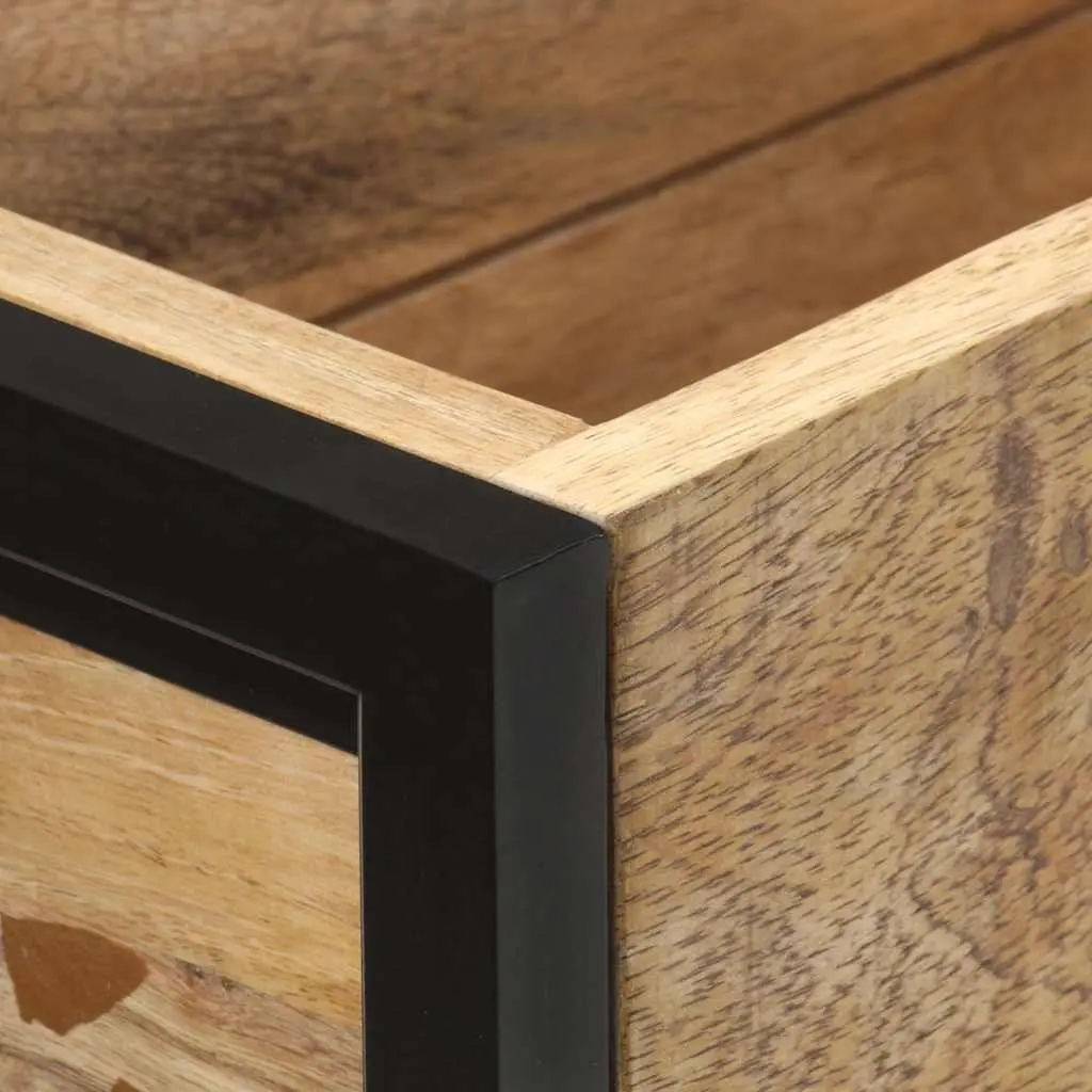 Wooden Planter Brown 90x20x68 cm Raised Garden Bed Solid Mango Wood with Powder-Coated Iron Frame