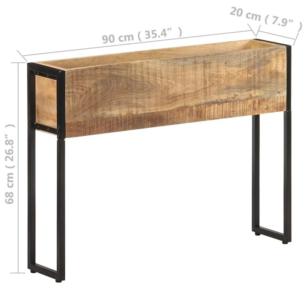 Wooden Planter Brown 90x20x68 cm Raised Garden Bed Solid Mango Wood with Powder-Coated Iron Frame