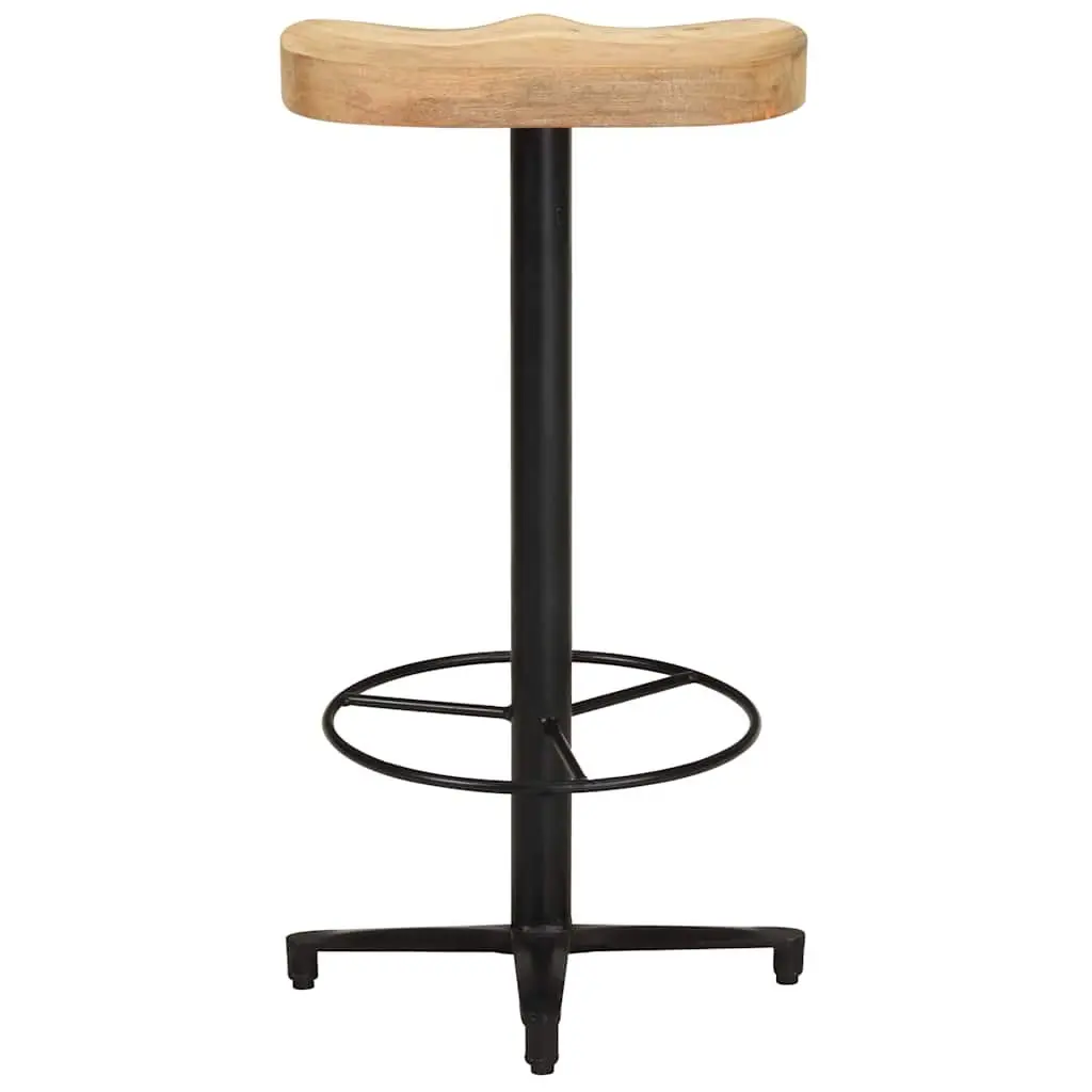 Bar Stools Brown 76 cm Solid Wood Mango Powder-Coated Iron Base Footrest