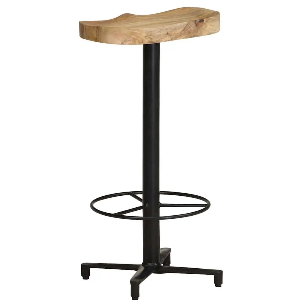 Bar Stools Brown 76 cm Solid Wood Mango Powder-Coated Iron Base Footrest