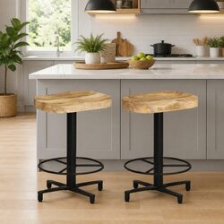 Mango Wood Bar Stools 2 pcs - Durable & Stylish