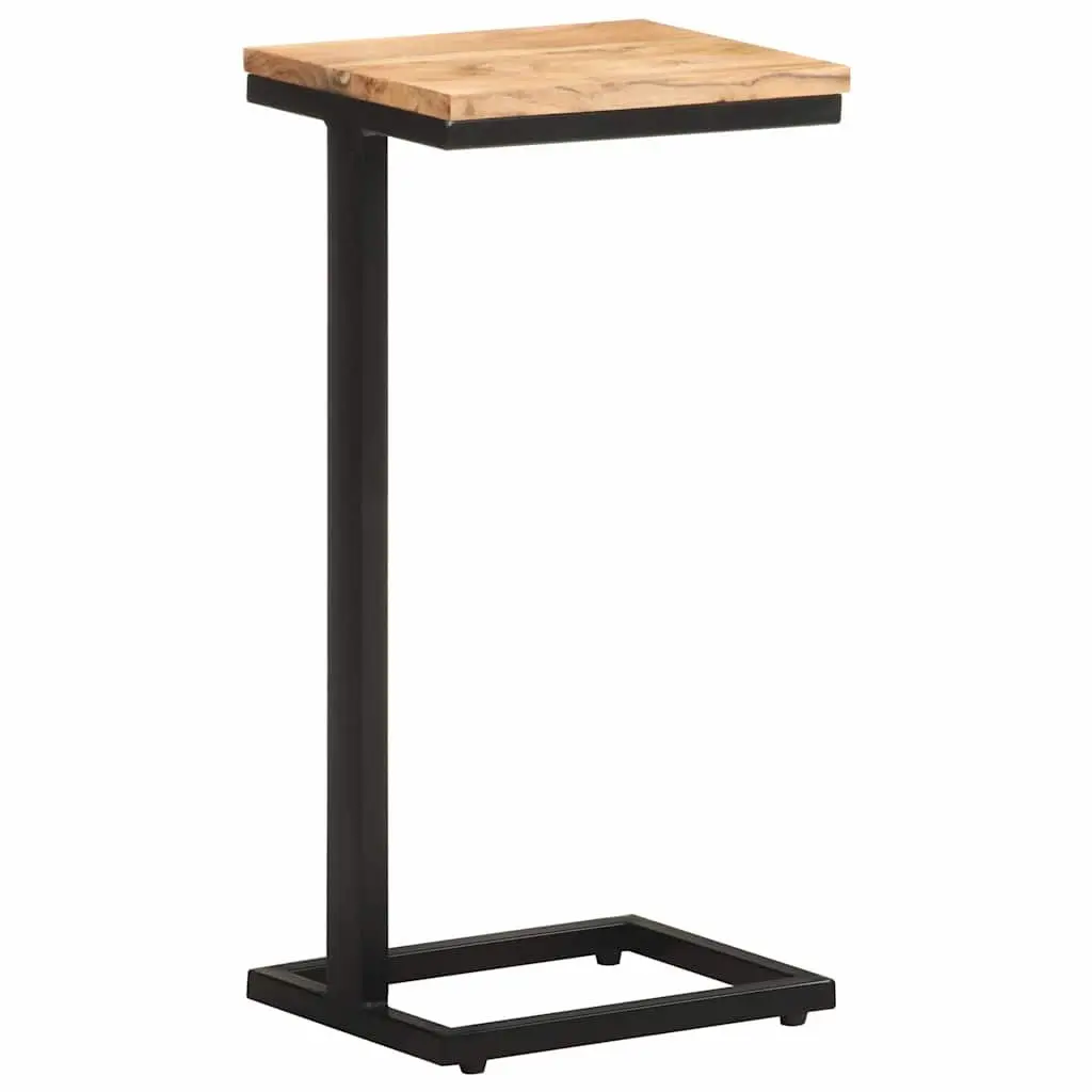 End Table Brown 31.5x24.5x64.5cm Solid Acacia Wood with Powder-Coated Iron Legs