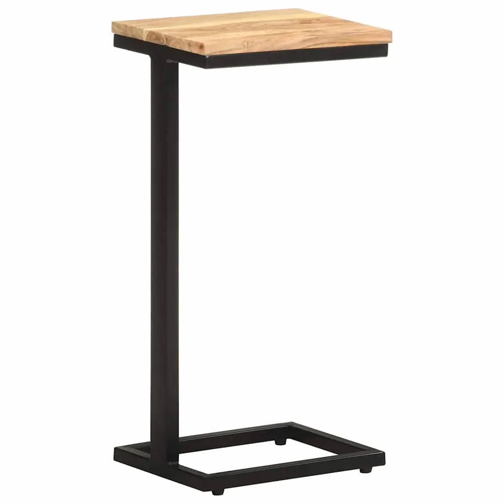 End Table Brown 31.5x24.5x64.5cm Solid Acacia Wood with Powder-Coated Iron Legs