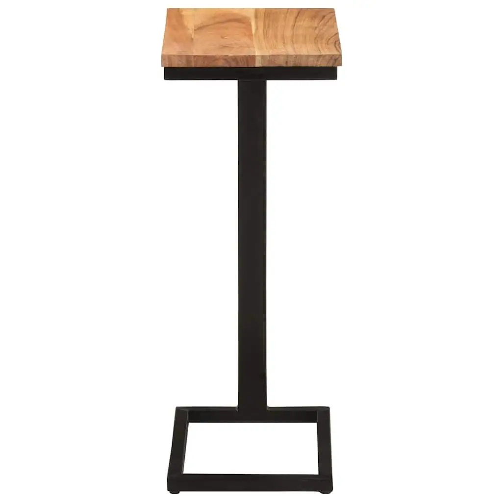 End Table Brown 31.5x24.5x64.5cm Solid Acacia Wood with Powder-Coated Iron Legs