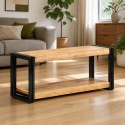 Concise Brown Acacia Wood TV Cabinet 90x30x40 cm