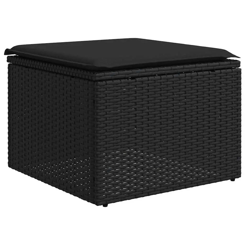 Garden Sofa Set 4 Piece Outdoor Furniture Black Poly Rattan Modular Patio